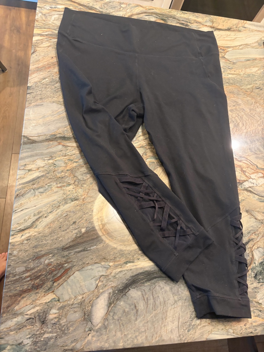 Fabletics Black Joggers with Side Lattice Detail - Never Worn!